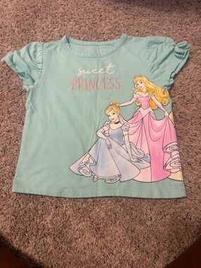 Disney Girls Aqua 'Sweet Princess' Tee with Pink & Light Blue Princess Graphics